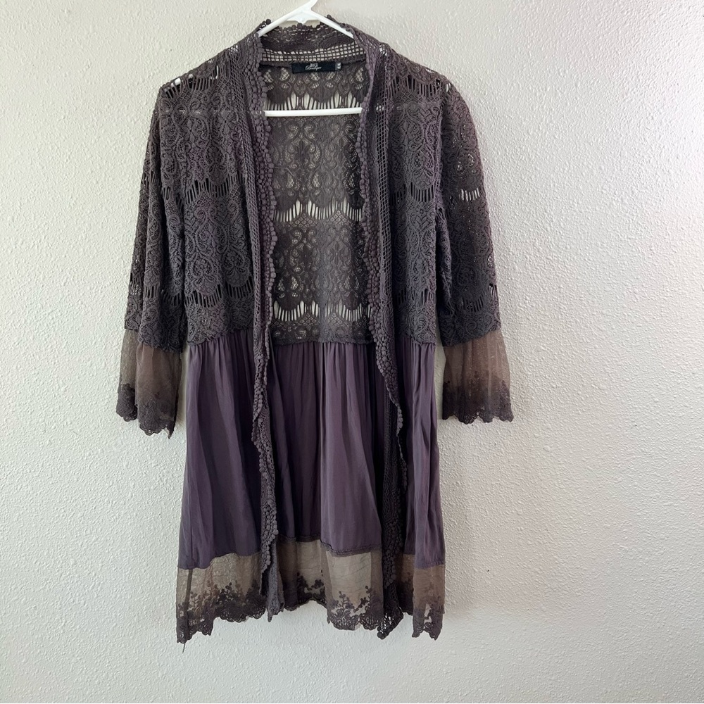 BKE boutique lace cardigan grey size Medium